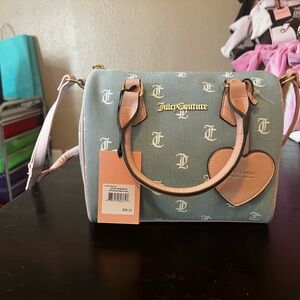 Juicy Couture Blue Satchel with Pink Trim and Heart Charm